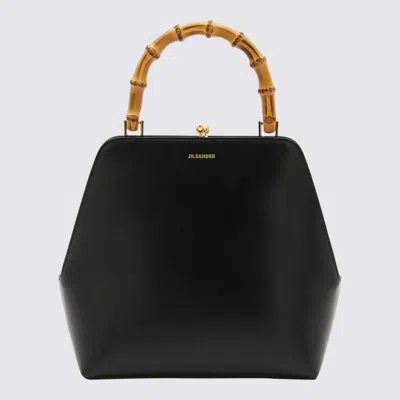 JIL SANDER JIL SANDER BLACK LEATHER GOJI TOP HANDLE BAG