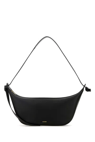 Jil Sander Black Leather Knot Shoulder Bag In 001