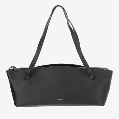 JIL SANDER BLACK LEATHER KNOT SHOULDER BAG