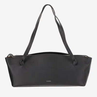 Jil Sander Black Leather Knot Shoulder Bag