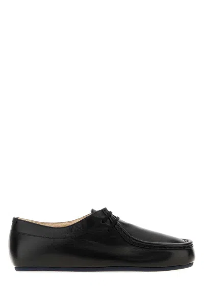 Jil Sander Black Leather Lace Up Shoes In Multi