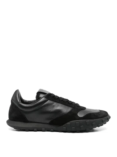 Jil Sander Low Laced Sneakers With Vulcanized Rubber Sole In Black