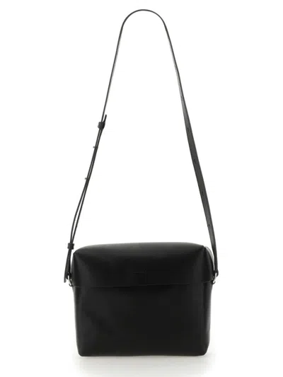 JIL SANDER JIL SANDER BLACK LEATHER LID BAG WITH ADJUSTABLE STRAP