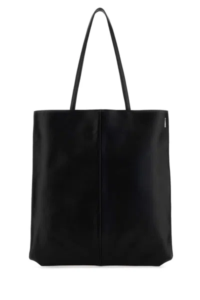 Jil Sander Black Leather Linea Shopping Bag In Pattern