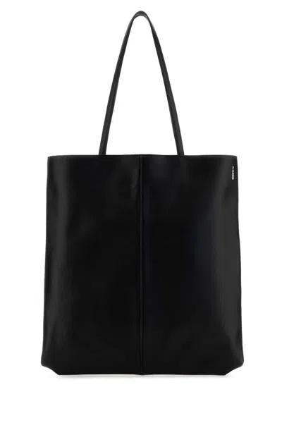 Jil Sander Black Leather Linea Shopping Bag In Pattern