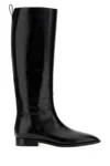 Jil Sander Lune Knee High Leather Boots Pull Tab In Black