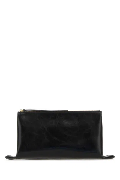 JIL SANDER JIL SANDER BLACK LEATHER MEDIUM CLUTCH