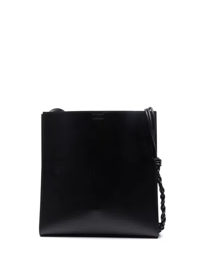 Jil Sander Medium Tangle Leather Shoulder Bag In Black