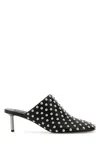 Jil Sander Black Mules With Low Heel And All-over Stud Embellishments In Leather Woman
