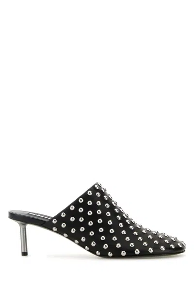 JIL SANDER JIL SANDER BLACK LEATHER MULES