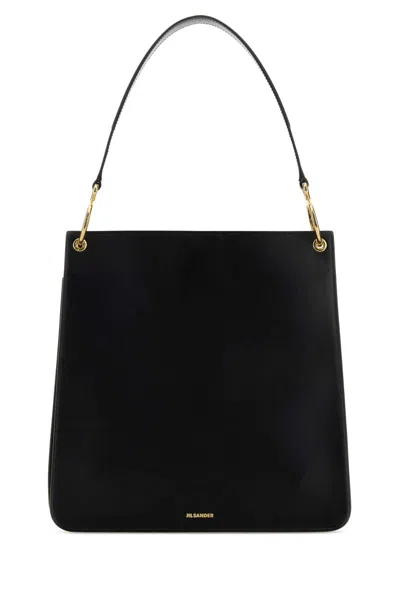 Jil Sander Otto Medium Leather Shoulder Bag In Black
