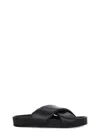Jil Sander Black Leather Padded Slipper With Cross-straps In Black