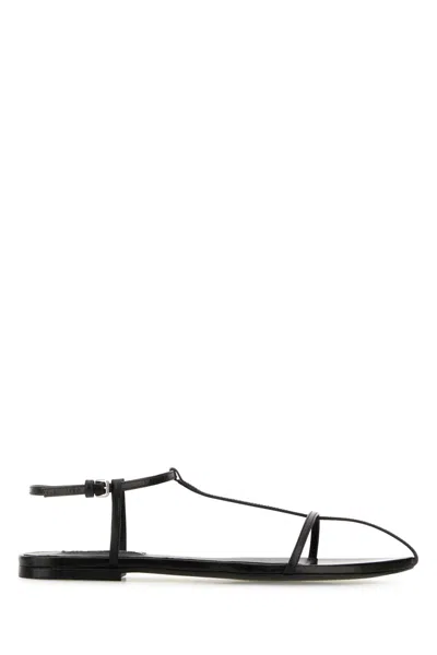 JIL SANDER JIL SANDER BLACK LEATHER SANDALS