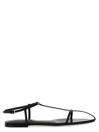 JIL SANDER BLACK LEATHER SANDALS