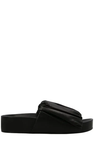 Jil Sander Black Leather Sandals For Women | Ss23 Collection