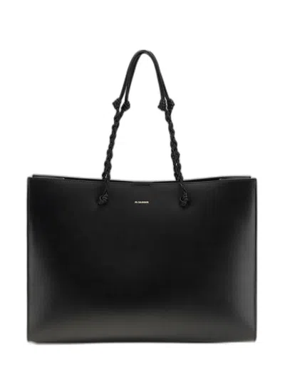 Jil Sander Black Leather Tangle Shopping Bag Borse A Mano In Animal Print