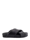 Jil Sander Black Leather Slides In Black