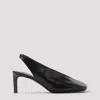 Jil Sander Black Leather Slingback Heels In Black