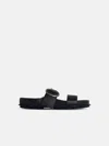 Jil Sander Black Leather Slippers In Black