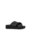 Jil Sander Black Slides With Padded Crossover Straps In Leather In Black
