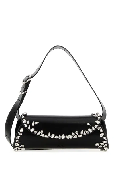 JIL SANDER BORSA A TRACOLLA CANNOLO PICCOLA IN PELLE NERA  DONNA