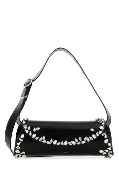 Jil Sander Black Leather Small Cannolo Crossbody Bag