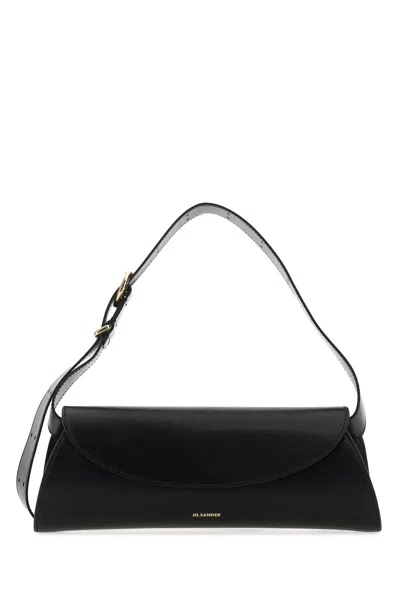 Jil Sander Black Leather Small Cannolo Shoulder Bag In Pink