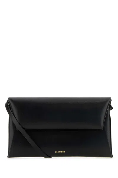 Jil Sander Black Leather Small Folded Crossbody Bag In 001