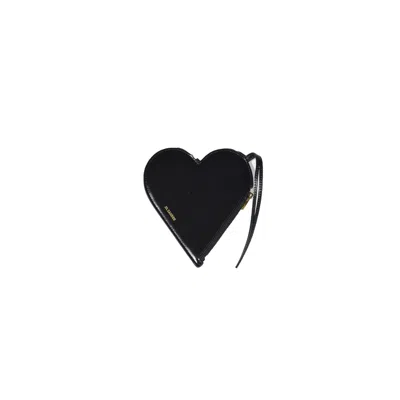 Jil Sander Black Leather Small Heart Clutch