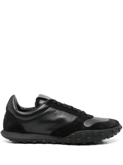 Jil Sander Low Laced Sneakers With Vulcanized Rubber Sole In Black