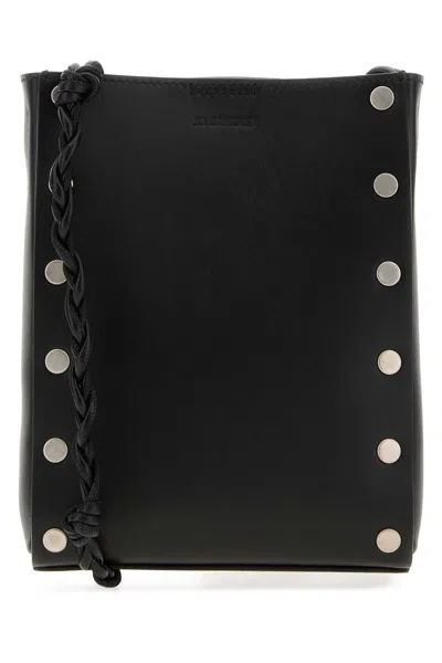 JIL SANDER BLACK LEATHER TANGLE CROSSBODY BAG