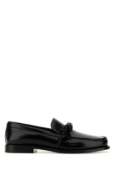 Jil Sander Black Leather Tangle Loafers