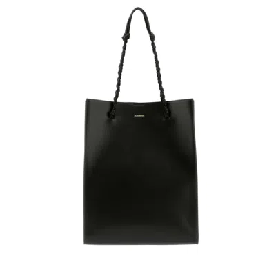 JIL SANDER BLACK LEATHER TANGLE SHOPPING BAG 001 BORSE A TRACOLLA