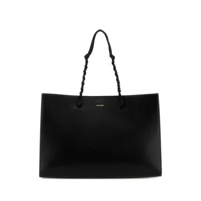 Jil Sander Black Leather Tangle Shopping Bag Borse A Mano In Animal Print
