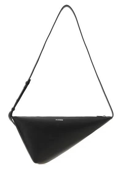 Jil Sander Black Leather Triangle Crossbody Bag