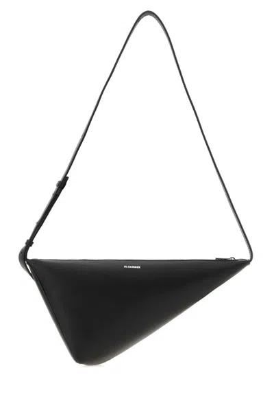 Jil Sander Black Leather Triangle Crossbody Bag