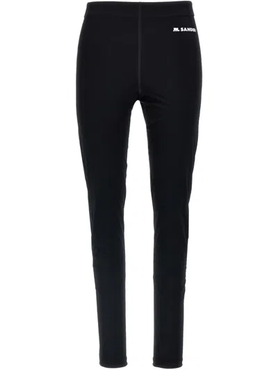 Jil Sander Black Leggings With Print On The Waist