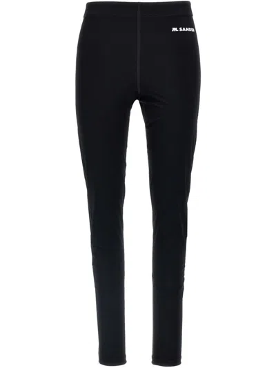 Jil Sander Black Leggings With Printed Waistband