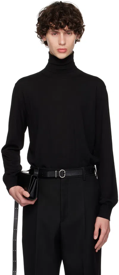 Jil Sander Black Lightweight High-neck Turtleneck In 001 Black