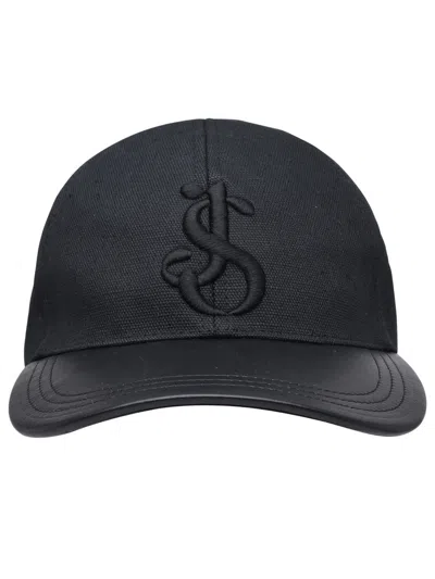 Jil Sander Black Linen Blend Cap