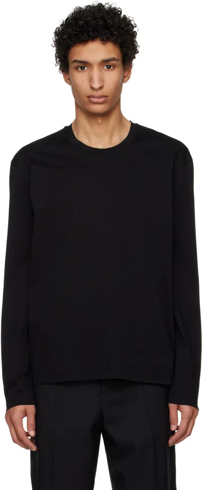 Jil Sander Black Logo Flag Long Sleeve T-shirt In 001 Black