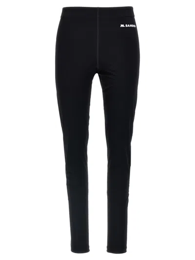 JIL SANDER BLACK LOGO LEGGINGS