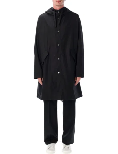 JIL SANDER BLACK LOGO PARKA COAT
