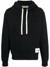 Jil Sander Logo Patch Hoodie In Black Cotton In Black