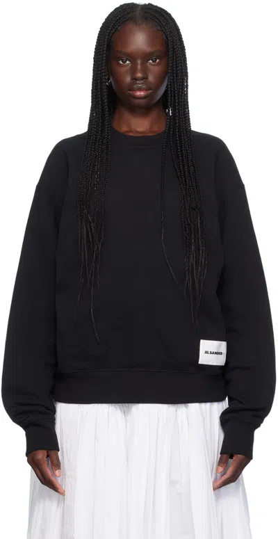 Jil Sander Black Logo Patch Sweatshirt In 001 Black