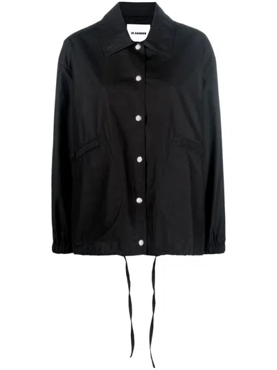 Jil Sander Black Logo-print Cotton Jacket For Women