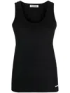 Jil Sander Black Crewneck Sleeveless Top In Cotton In Black