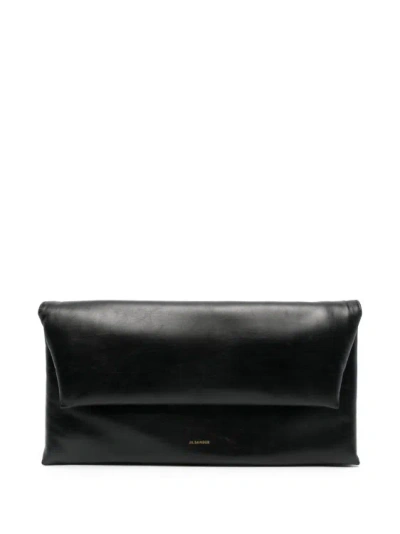 Jil Sander Logo-print Leather Clutch Bag In 001 Black