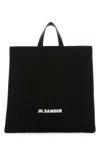 Jil Sander Medium Double Leather Top Handle Tote Handbag In Black