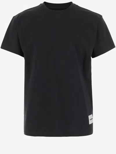 JIL SANDER BLACK LOGO SOLID T-SHIRT